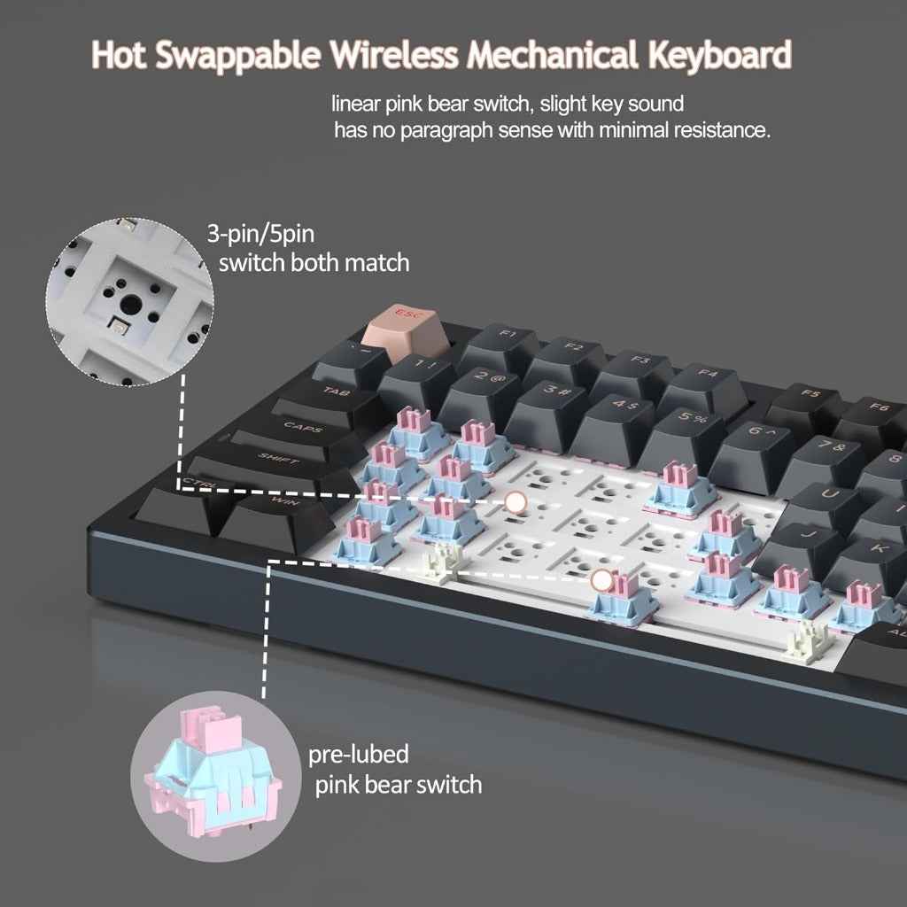 MageGee LIGHT75 Wireless 4000mAh 2.4G/USB-C/BT5.0 Creamy Keyboard