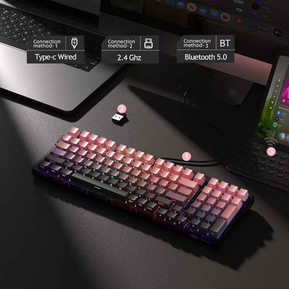 MageGee LIGHT100 2.4G/USB-C/BT5.0 8000mAh Wireless Creamy Keyboard