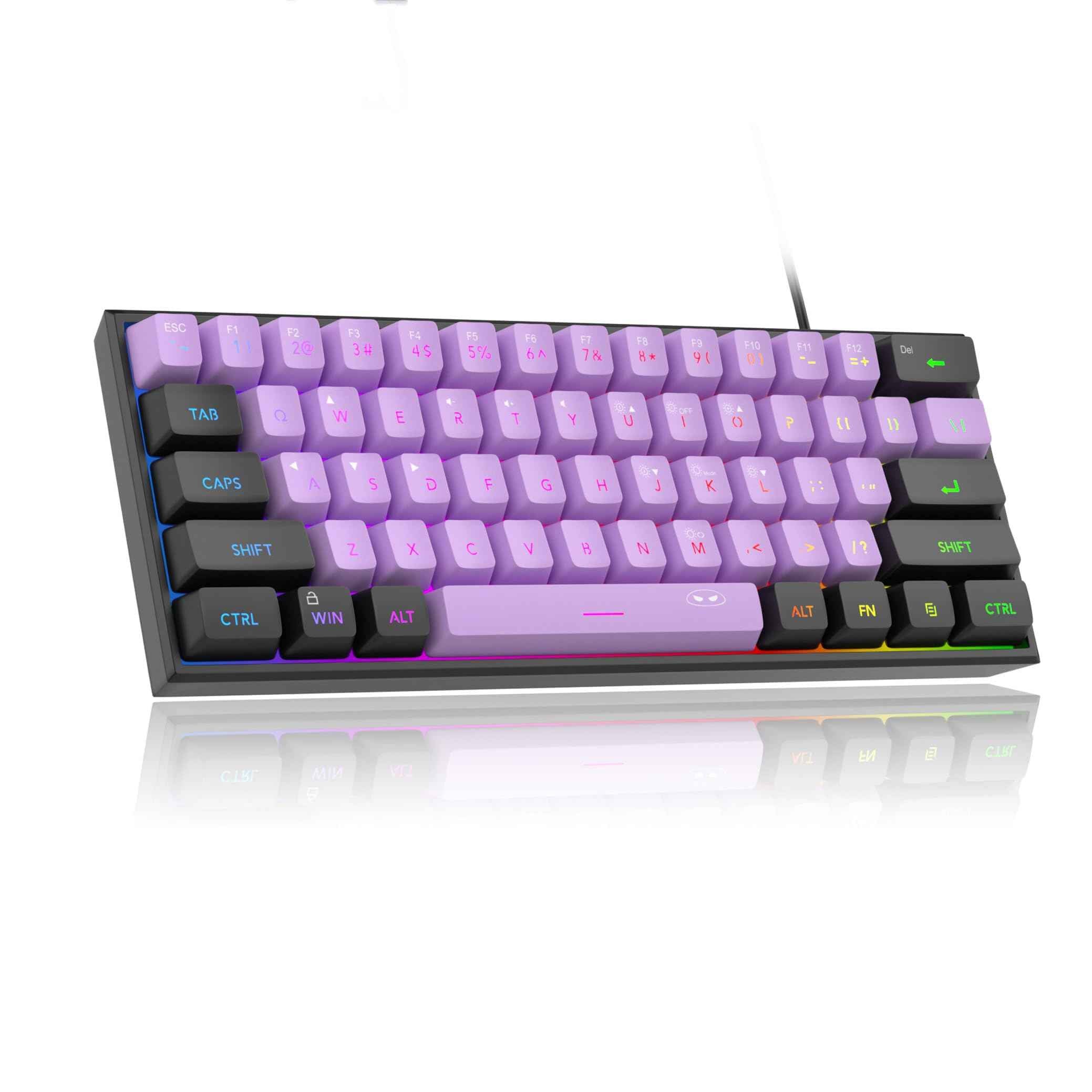 MageGee Mini Gaming Keyboard, 60% Percent Keyboard, 61 Keys Mechanical Feel, Compact RGB Backlit, Waterproof Circuit Board (Blue White)