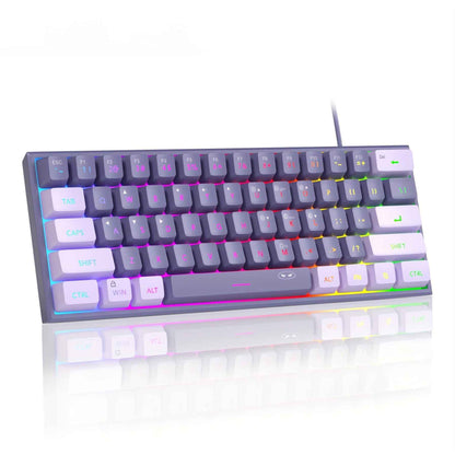 MageGee Mini Gaming Keyboard, 60% Percent Keyboard, 61 Keys Mechanical Feel, Compact RGB Backlit, Waterproof Circuit Board (Blue White)