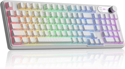 MageGee GK960 Wireless Gaming Keyboard, RGB Tri-Mode Wired/BT/2.4G Creamy Keyboard