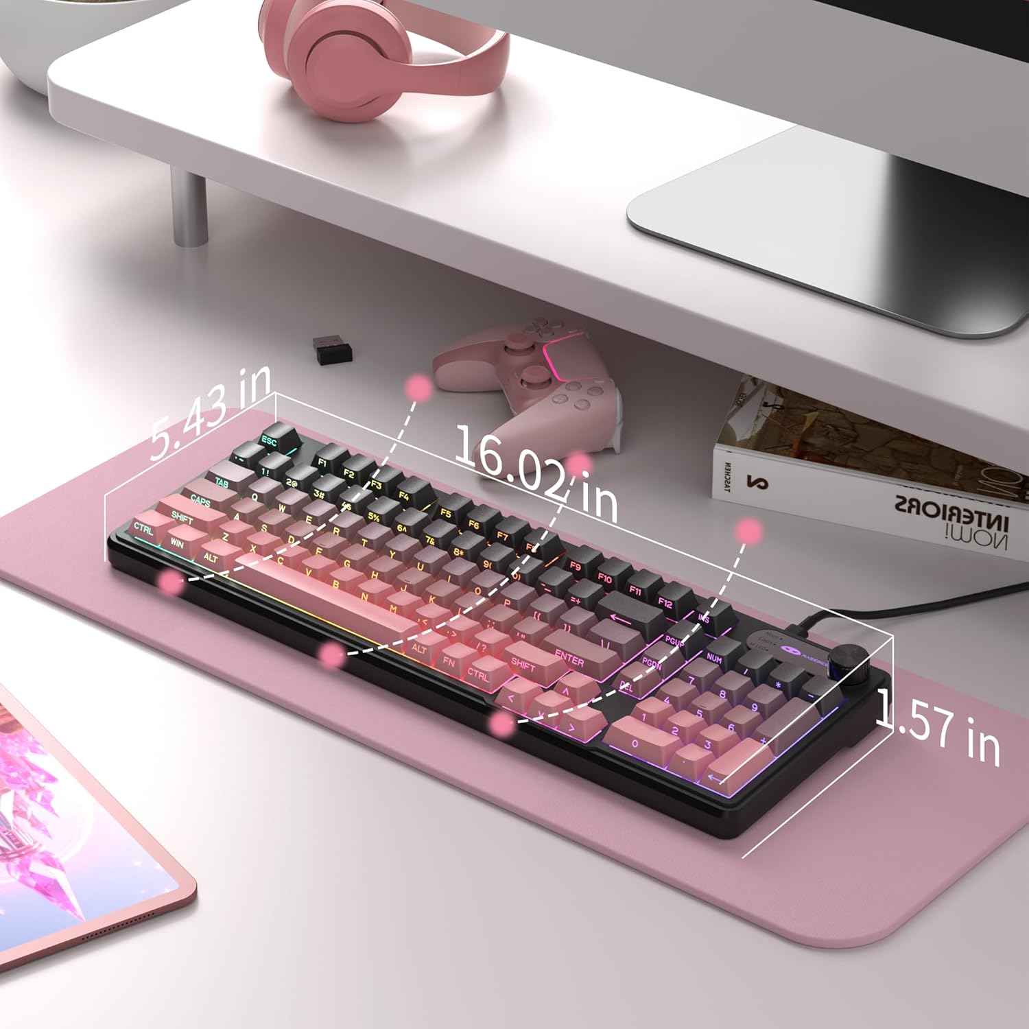 MageGee GK960 4000mAh Wireless Gaming Keyboard Tri-Mode Wired/BT/2.4G Creamy