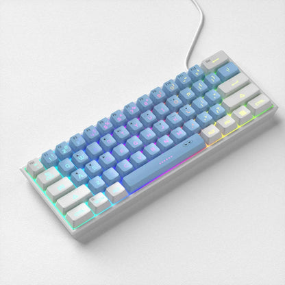 MageGee Mini Gaming Keyboard, 60% Percent Keyboard, 61 Keys Mechanical Feel, Compact RGB Backlit, Waterproof Circuit Board (Blue White)