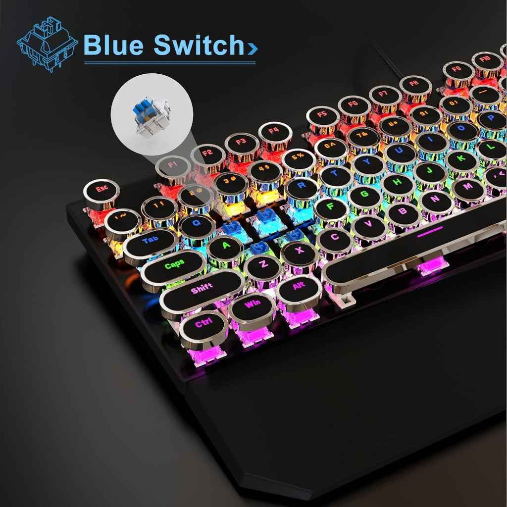 MageGee Typewriter Mechanical Gaming Keyboard, Retro Punk