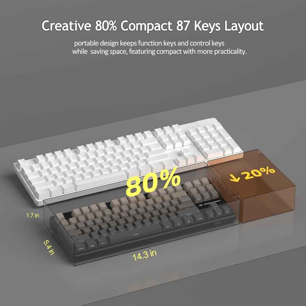 MageGee LIGHT87 2.4G/USB-C/BT5.0 8000mAh Wireless Creamy Keyboard