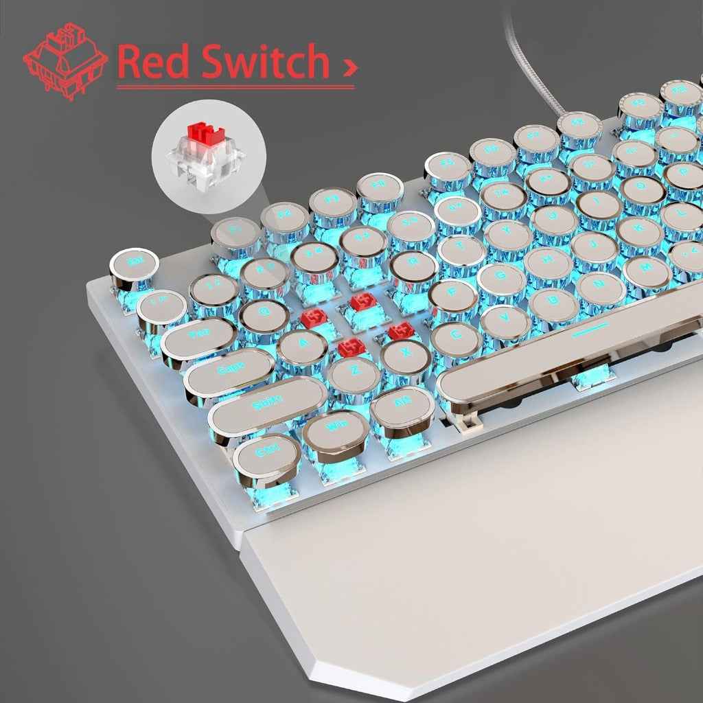 Typewriter Mechanical Gaming Keyboard and Mouse Combo, Retro Punk